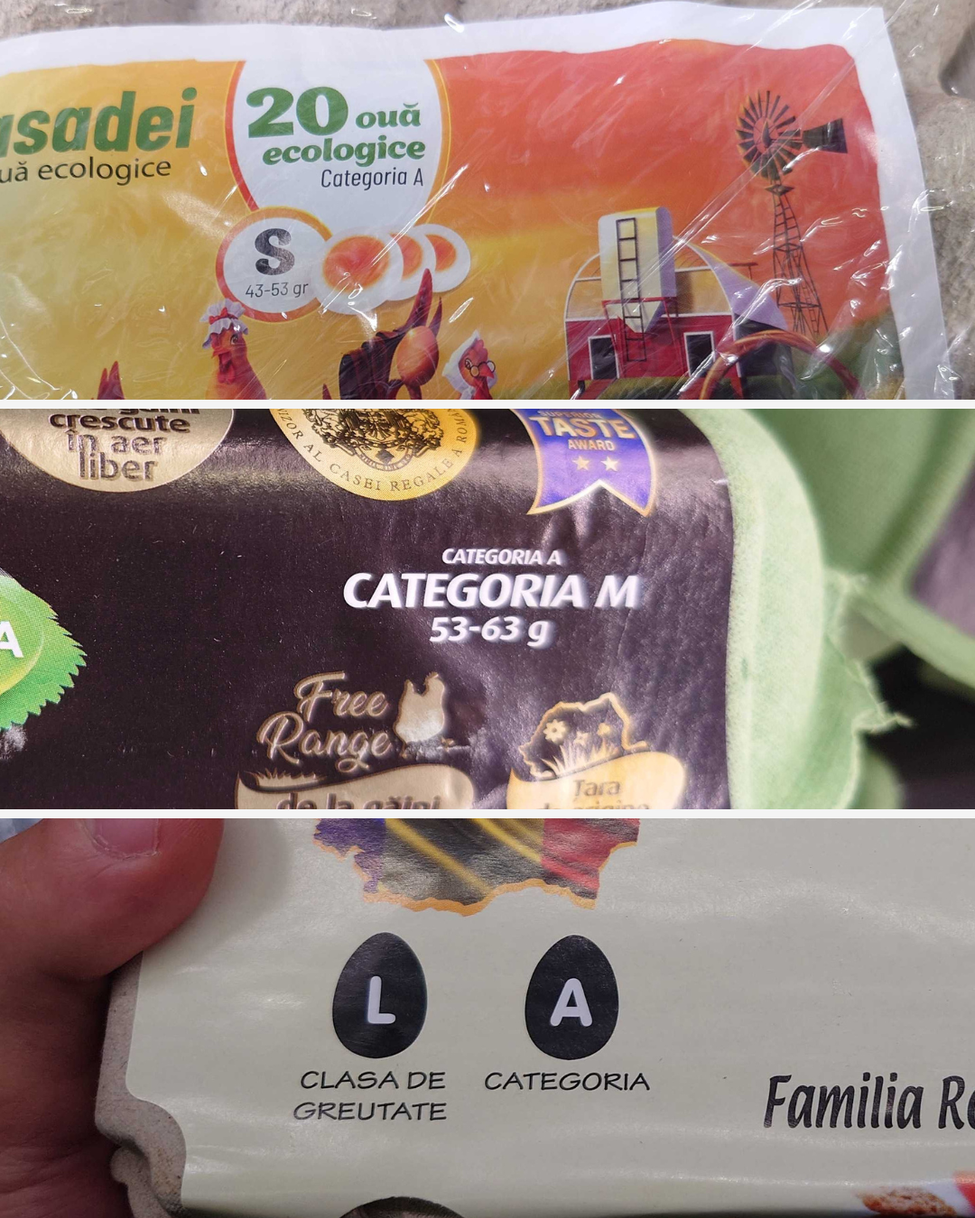 Ouă de diverse mărimi