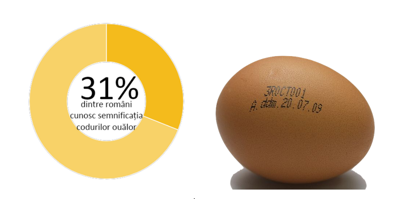 Grafic care arată că doar 31% dintre români cunosc semnificația codurilor de pe ouă.